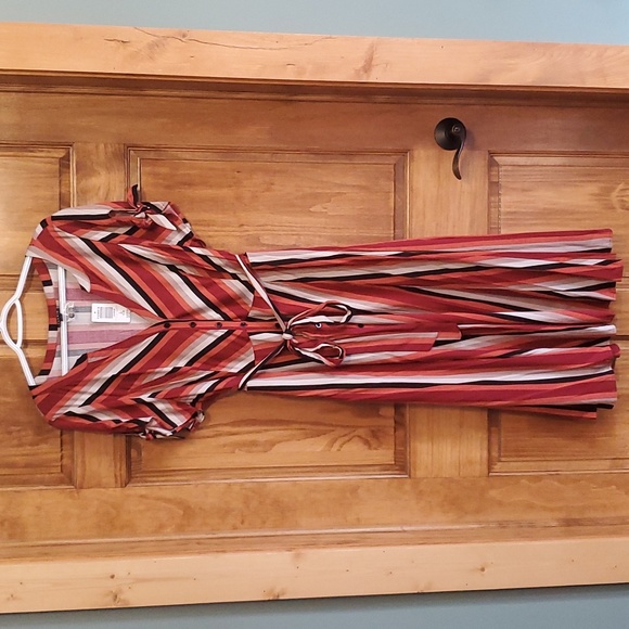 NWT TORRID Striped Midi Challis Shirt Dress - Picture 5 of 7